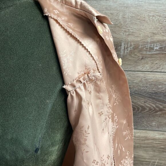 Beautiful Handmade Button Up Blouse, Dusty Rose Silk Feel, Description for Size - Picture 9 of 9